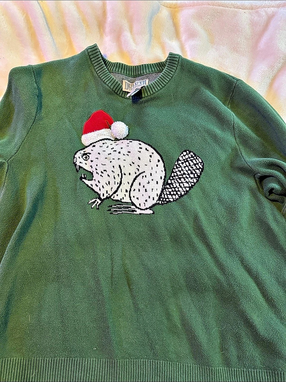 Duluth Trading Green Graphic Crewneck Sweater